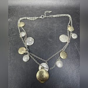 Vintage‎ textured coin double stranded necklace